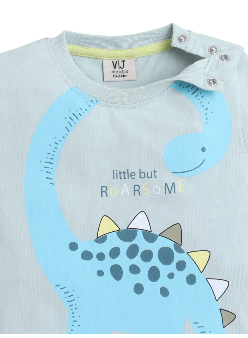 Victor And Jane  Boys Graphic Print Cotton T-Shirt & Shorts Set – Summer Daywear for Men | Best Price UAE